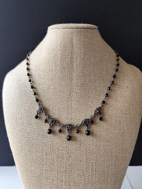 Steve Madden Black Bead Dangle Necklace